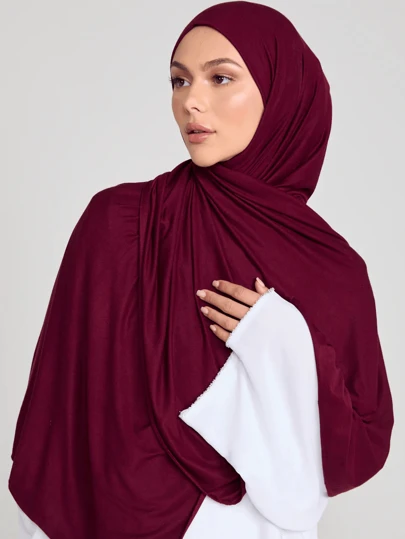 1pc Women Hijab Solid Color Elegant & Soft Scarf, Women Comfortable Multifunctional Headscarf, Suitable For Daily Wear Turban Veiled Clothes