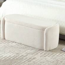 COOLMORE Storage Ottoman,Bedroom End Bench,Upholstered Fabric Storage Ottoman With Safety Hinge, Entryway Padded Footstool, Ottoman Bench For Living Room & Bedroom (Beige),ChicFurnish8 Back To School Dormitory Storage