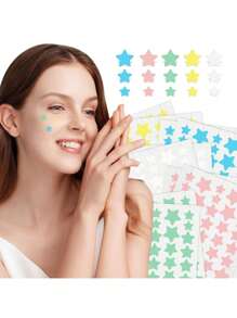 200 Parches para el acné, parches en forma de estrella decorativos para el rostro, calcomanías de estado de ánimo, a prueba de agua y sudor, decoraciones faciales para fiestas, ocultador de imperfecciones, parches para el acné, se envían al azar dos paquetes.