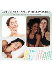 200 Parches para el acné, parches en forma de estrella decorativos para el rostro, calcomanías de estado de ánimo, a prueba de agua y sudor, decoraciones faciales para fiestas, ocultador de imperfecciones, parches para el acné, se envían al azar dos paquetes.