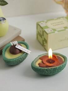 1/4pcs Avocado Scented Candle, Handmade Realistic Fruit Candle, Atmosphere Gift, Fragrance Candle