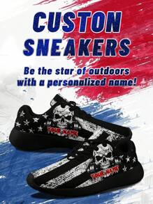 Scarpe da corsa con disegno della bandiera con teschio, da uomo, confortevoli, traspiranti, leggere, resistenti, con suola ammortizzante e morbida, adatte a taglie grandi come regalo