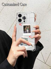 Apple 1pc Customized Phone Case, Compatible With Iphone 15/14 Plus/13 Pro/12 Pro Max/11, Can Be Customized With Personal, Couple, Family, Friend Photos, Transparent Anti-Fall, Scratch-Resistant, Fingerprint-Proof TPU Soft Protective Cover, Reasonable Choice For Individual, Partner, Family, Friend, Classmate, Birthday, Anniversary Gift
