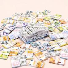 Mini Fake Currency Box + Set, Miniature Realistic Paper Money Prop For Dollhouse, Food, Party Decoration, Bar Atmosphere, Movie Props, Roleplay Toys (Fake US Dollars, Euros, Pounds)