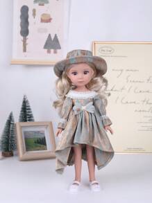 1pc 34cm Fashion Princess Doll Wearing Beautiful Outfit Set, 3D Eyes, Soft Skin, Great Gift For Girls & Kids Birthday - The Whole Doll - View 8