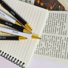 5pcs Funny Ballpoint Pen Set - 1.0mm Tip, Black Ink, Vibrant Quotes, Profanity Design, Unique Office Gift For Colleagues, Personalized Daily Writing Ballpoint Pen Set With Humorous Quotes, Personalized Ballpoint Pen Set - Black and White Ballpoint Pen - View 10