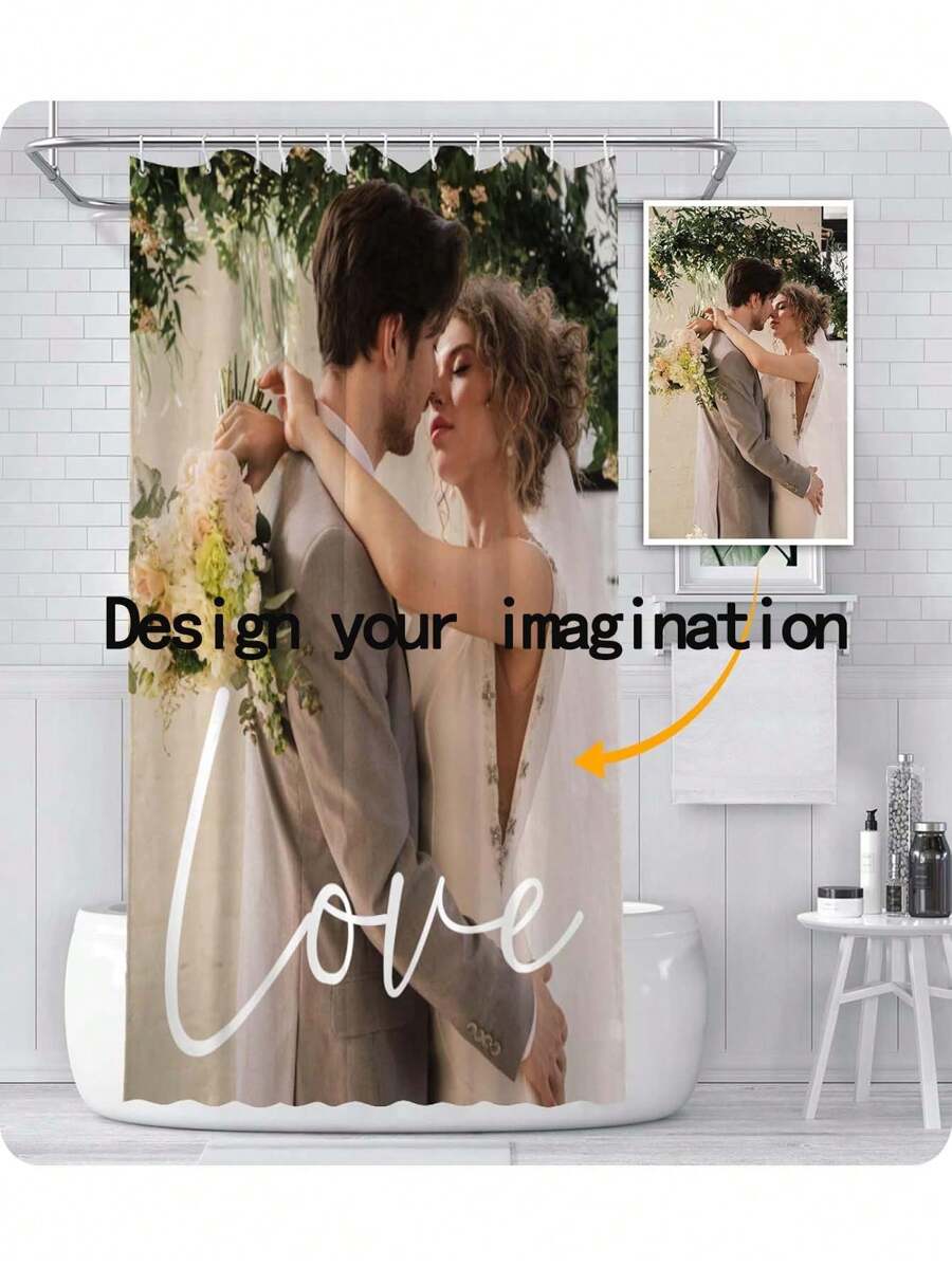 1pc Customized Flannel Shower Curtain, Custom Background, Custom Wedding Shower Curtain, Personalized Image, Custom Image, Extra Thick & Super Soft, Suitable For All Seasons, Family & Friend Images, Make A Gift For Friends And Family Home Bathroom Decor Fall Decor Bathroom Accessories Back To School - Multicolor - View 1