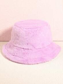 1pc Women/Men Multicolor Casual Versatile Warm Soft Plush Bucket Hat, Suitable For Autumn/Winter Daily Use Winter Hat
