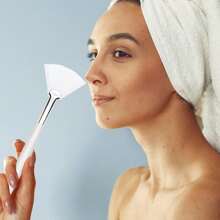 Facial Headband Face Mask Brush Set, Adjustable Towel Wrap, Soft Fan-Shaped Masks Brush, Non-Fragrance Polyester Brush Handle, Suitable For Normal Skin, ABS Plastic Handle Women Beauty Tool