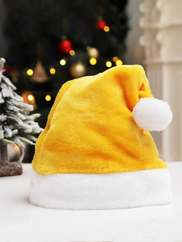 1pc Christmas Santa Hat, Yellow Christmas Hat, Christmas And New Year Decorations, Available In Red, Yellow, Blue, Green, Christmas Party Hat, 7 Dwarfs Colorful Hats Christmas Decor, Festival Atmosphere Decorations, Photo Shoot Prop Best Gifts Home Decor Christmas Decorations Room Decor Winter