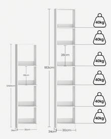 Hzuaneri Librería, Estantería, Para Salon, Estudio, Oficin, Dormitorio, Estilo Escandinavo, 24 X 30 X 184.4 Cm, Blanco - 白色 - 查看 6