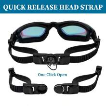 1 Set Adult Fashionable Clear & Stylish Anti-Fog Anti-Slip Swimming Goggles, Swimming Ear Plugs, And Nose Clip, For Water Sports, Beach Essentials, Beach Accessories - Black Powder Coating - View 7