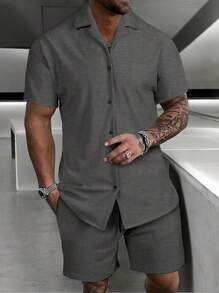 Men's Comfortable Fashion Polo Shirt - 深灰色 - 查看 1