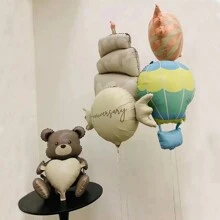 Globos mates lindos, osos de peluche, globos de aire caliente con forma de avión y coche, pasteles con forma de dinosaurio, formas de caramelo, adecuados para fiestas de cumpleaños, San Valentín, bodas y compromisos, duchas, aniversarios, Acción de Gracias y carnaval, artículos de decoración de globos para fiestas de cumpleaños de Navidad y carnaval - multicolor - Ver 7