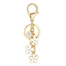 1PC Stylish And Cute Initial Keychain Alloy Dripping White/Pink/Black Flower Charms For Key Cute Letter Keyring Women Women Students For Handbag Backpack Accessory Valentine's Day Valentines Car Accessories Bag Charm School Goth Y2k