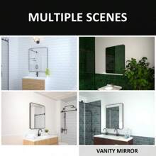 60x36 In. Aluminum Framed Rounded Rectangle Bathroom Wall Mirror, Oil Rubbed Bronze Bathroom Vanity Mirror Farmhouse, Anti-Rust, Tempered Glass Mirrors, Hangs Horizontally Or Vertically Home Bathroom Decor Summer Makeup Organizer - Camel - View 2