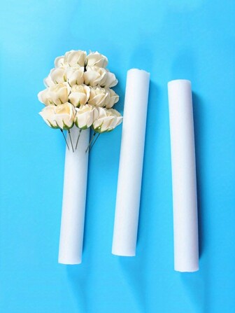 1/5 件优质白色花卉泡沫棒，适用于 DIY 婚礼和活动装饰、圆柱形海绵底座、实用挂钩