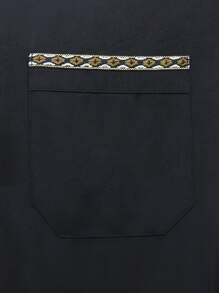 Men's Long Robe With Lace Trim, Long Robe With Long Sleeves And Pockets, Middle Eastern Clothing, Suitable As Gift For Friends And Family