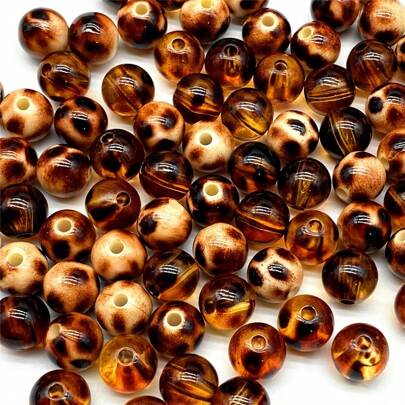 20pcs 12mm Leopard Print Acrylic Round Beads For Jewelry Making Mobile Phone Chain DIY Fashion Bracelet Necklace Decoration Accessories