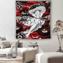 1 tấm thảm trang trí hình mắt nấm Art Girl, vải treo trang trí cỡ lớn, quà tặng ngày lễ, trang trí tiệc, trang trí nhà cửa, vải nền phát sóng trực tiếp, có túi đựng đồ, thảm treo tường - Nhiều màu - Xem 5