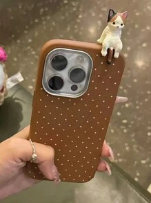 1 件可爱卡通 3D 猫波尔卡圆点手机壳，适用于 Apple 16 Pro Max/15/14/13 Pro Max/12/11 手机保护套 - 棕色 - 查看 4