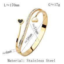Bộ quà tặng trang sức nữ chất lượng cao 3 món/bộ, vòng tay không phai màu đính đá Rhinestone, vỏ sò Rhinestone, vòng tay thép không gỉ đính đá Rhinestone hình trái tim Valentine - Sự kết hợp khác nhau - Xem 7