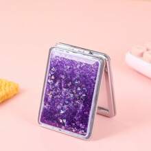 1PC Compact Mirror,Makeup Mirror/Cosmetic Mirror,Glitter Makeup Mirror,Foldable Mirror,Travel Makeup Mirror,Travel Mirror,Portable Mirror,Round/Square Models Available,For Travel At Home Or On-The-Go,For Women & Girl