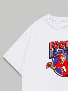 Cotton T-Shirt Streetwear Style Text Pattern Unisex Soft T-Shirt - 白色 - 查看 4