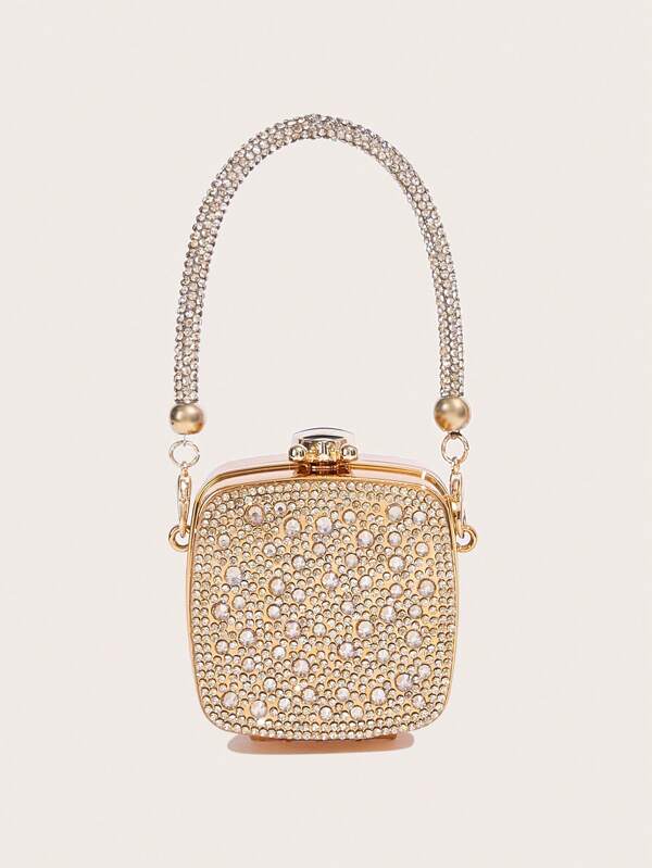 Women's New Acrylic Rhinestone Evening Bag, Fashion Party Clutch Bag For Wedding, Wedding Dress, Elegant, Mini, Cute Handbag, Coin Purse, Tready Party Bags,Perfect For Party, Wedding, Prom, Dinner/Banquet, Glamorous Rhinestone Bag