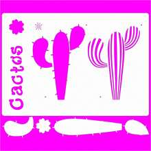 Stencil 21 X 29 Cacti With Word Hollow Mold For Painting On Fabric MDF Wood Wall Floor Paper T-Shirt Dishcloth Paty Buoso - 白色 - 查看 4