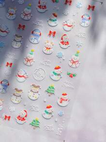 1 件 5D 浮雕圣诞雪人美甲贴纸可爱红色蝴蝶结雪自粘指甲贴纸 DIY 网 2025 年美甲用品美甲装饰贴纸贴花可爱部分 - 彩色 - 查看 3