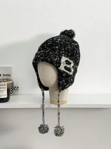 1 件女士厚复古雪花多色针织护耳冬帽，保暖系带无檐滑雪面罩帽，防风梅拉德针织绒球俄罗斯帽，秋冬保暖针织帽，讨人喜欢的设计 - 彩色 - 查看 6