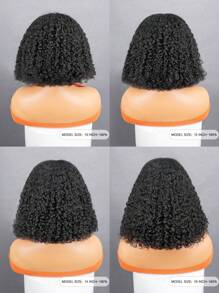 Wear & Go 6x4 Transparent Lace Glueless Kinky Curly Bob Wig 180% Density 8-14 Inch Lace Closure Wigs Natural Black Pre-Plucked & Pre-Cut Daily Use Stylish Beginner Friendly
