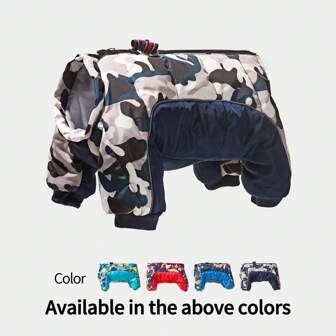 1pc Camouflage Pattern Pet Windproof Warm Four-Leg Padded Coat, Reflective, Thickened, Suitable For Cat/Dog Wear In Autumn/Winter