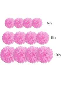 12pcs Valentine's Day Party Decoration Paper Flower Balls, Pink Paper Flower Balls, Birthday Party Background Decor Pom Poms, Suitable For Valentine's Day, Birthday, Holiday Decoration, Anniversary, Wedding Decoration
