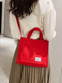 经典时尚新款多用途女士手提包、单肩包和斜挎包，容量大，艺术风格青少年书包，女士或学生书包，非常适合看书、购物、返校等 - 紅色 - 查看 5