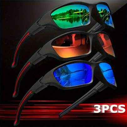 3pcs/Set Men's Casual Plastic Frame Fashion Colorful Lens Fashion Glasses, Suitable For Travel, Costume, Driving