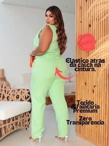 Women's Tailored Set Plus Size 48 50 52 Vest Blouse Cropped Dress Pants 46 48 50 52 54 GG G1 G2 - Premium - 綠色 - 查看 7