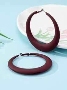 1 Cặp bông tai in tráng men rỗng cỡ lớn phổ biến dành cho nữ, đeo hàng ngày - Màu Đỏ Sâu - Xem 3