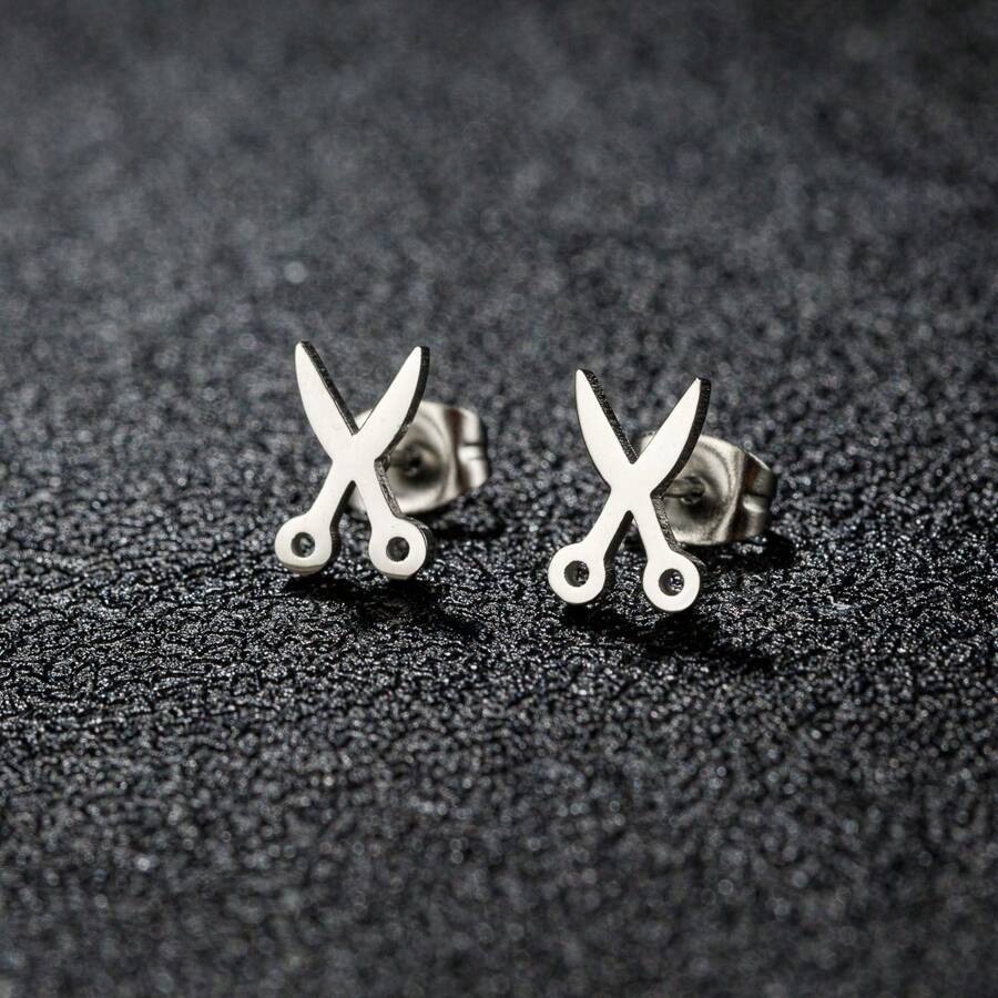 1 对新款日韩版可爱小剪刀耳环男女款几何不锈钢耳环 - 079 - 查看 1