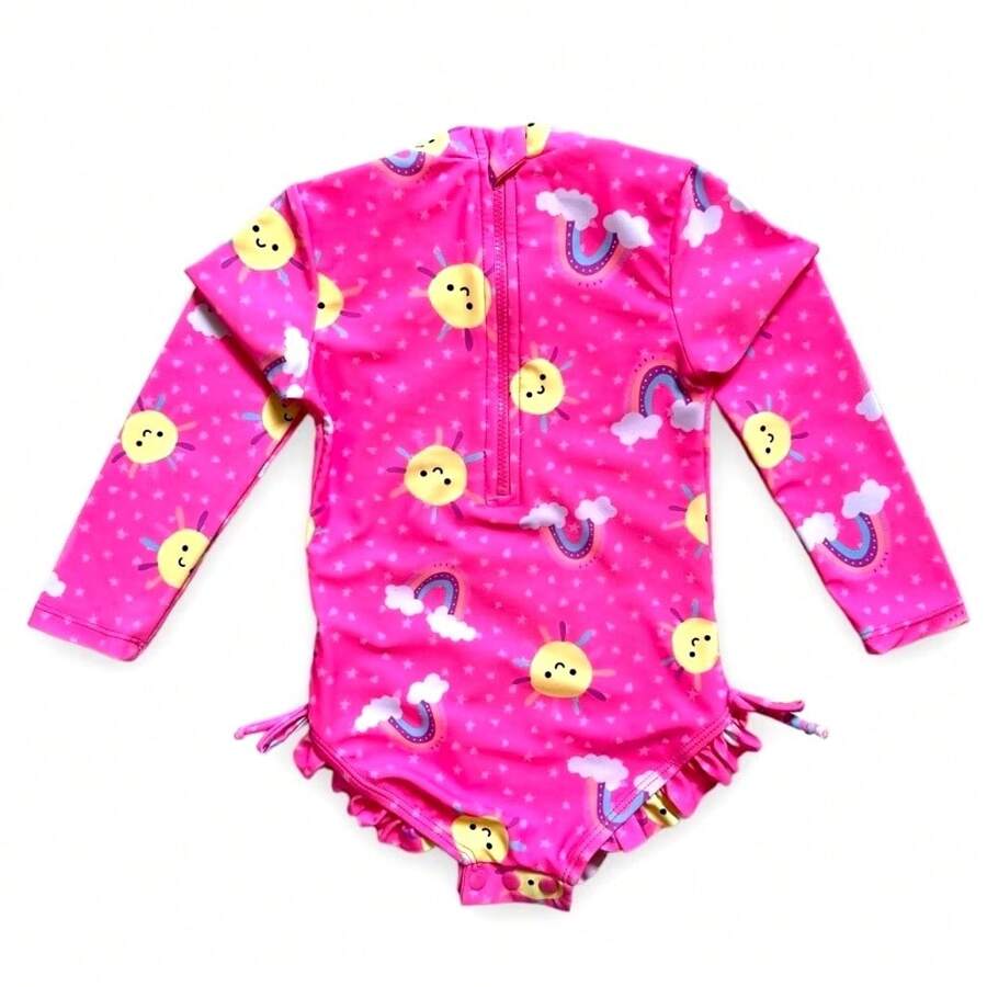 Long Sleeve Swimsuit For Baby Girls, Bikini, UV Protection 50, Long Sleeve Swimsuit - Màu Hồng Tươi - Xem 1