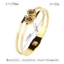 3-In-1 Set: Rhinestones Embedded Double LOVE Stainless Steel Bracelet, & Fashionable, With Romane Braided Steel Wire Bracelet Accessory, Great Gift