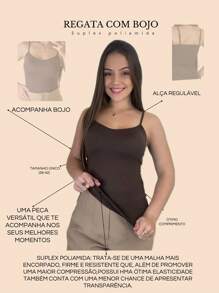 Women's Suplex Bra Tank Top With Neckline Basic Strappy Tank Top - Rust Brown - View 2