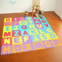 Tappetino puzzle da 36 pezzi per bambini, tappetino puzzle in schiuma, tappetino in schiuma, pannello in schiuma per bambini, tappetino puzzle, tappetino da gioco per bambini, tappetino da gioco per bambini con lettere e numeri, adatto per bambini da 1 a 6 anni