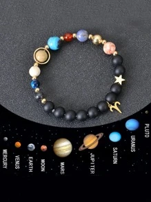 Handgemaakte 12 Zodiac-armband - natuurlijke tijgeroogstenen kralen, unieke patronen en kleurvariaties, perfect cadeau voor vrouwen en mannen