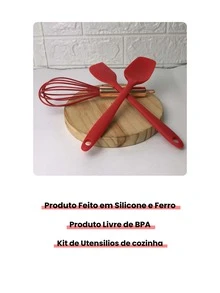 Kitchen Utensils Kit Whisk Whisk Silicone Spatula Iron Home - 紅色 - 查看 5