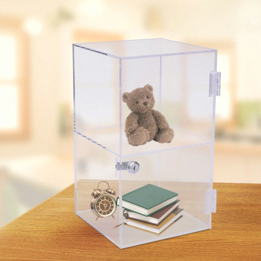 Rainaut Clear Acrylic Display Case With Lock 2-Shelf Lockable Display Case Countertop Transparent Box Acrylic Display Box For Collectible The Best Gift/Present For Family&Friends Happy Halloween Happy - Clear - View 1