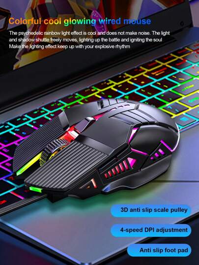 S800 Wired Gaming Mouse With Lighting, Suitable For Laptop & Desktop Computer, E-Sports Gaming, USB Wired, Office Computer, Notebook, Creative Backlit Wired Gaming Mouse