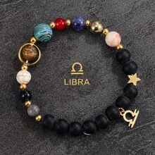 Handgemaakte 12 Zodiac-armband - natuurlijke tijgeroogstenen kralen, unieke patronen en kleurvariaties, perfect cadeau voor vrouwen en mannen