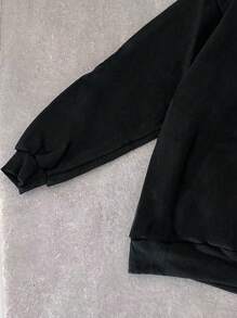 Lonblece 1 件男士哥特式英文文字印花连帽衫，复古风格，适合日常穿着，秋冬季 - 黑色 - 查看 7
